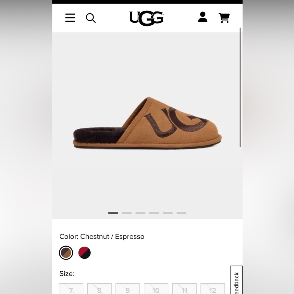 Mens chestnut / espresso slide uggs.
